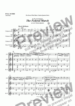 page one of The Federal March arr. for Clarinet Quartet