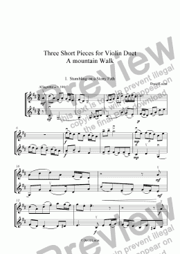 page one of Three Short Duets for Violin