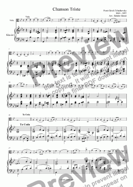 page one of Chanson Triste