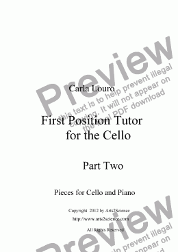 page one of First Position Tutor for the Cello Part Two