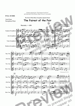 page one of The Fairest of the Fair arr for Saxophone Quartet