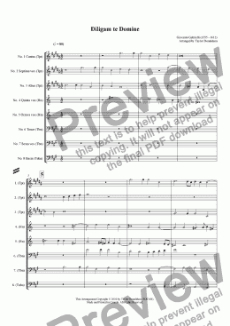 page one of Diligam te Domine (8-part Brass Choir)