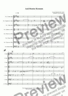 page one of Audi Domine Hymnum (8-part Brass Choir)