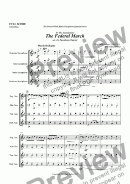 page one of The Federal March arr. for Saxophone Quartet