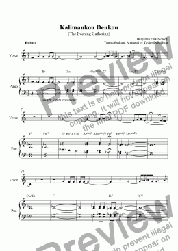page one of Kalimankou Denkou (Voice/Piano)