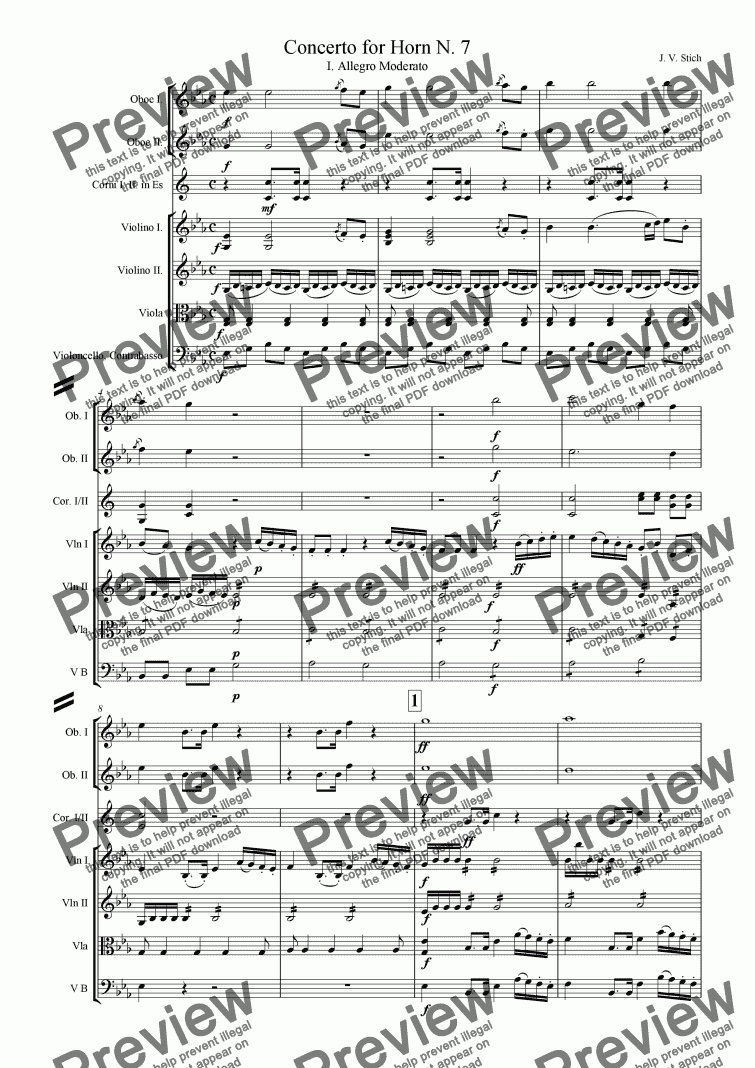 page one of Concerto for Horn N. 7