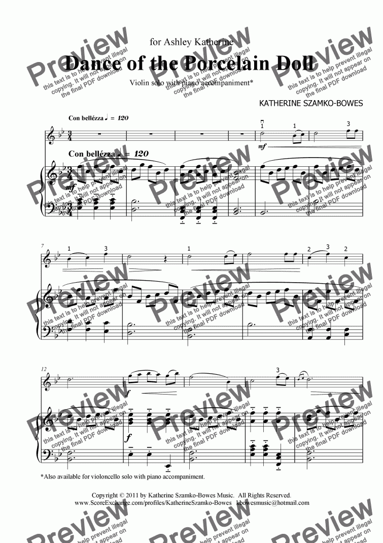 page one of Dance of the Porcelain Doll (violin solo)