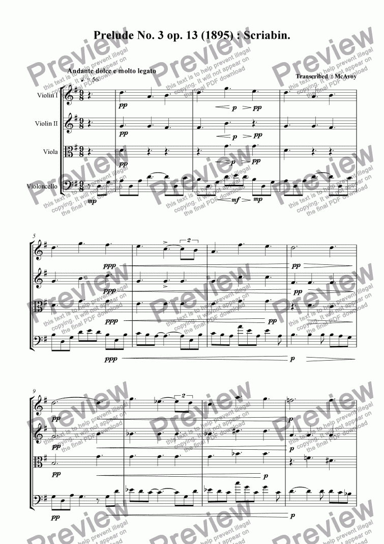 page one of Prelude : Scriabin