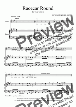 page one of Racecar Round (VIOLIN DUET)