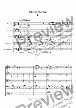 page one of Suite for Strings I. Molto Moderato