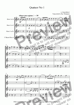 page one of DAUPRAT: Horn Quartet No 1