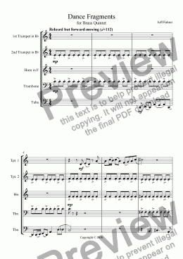 page one of Dance Fragments for Brass Quintet
