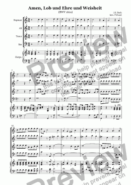page one of Amen, Lob und Ehre und Weisheit (Bach)