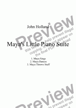 page one of Maya's Little Piano Suite