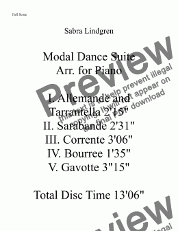 page one of Modal Dance Suite Arr. for Piano