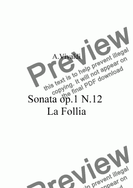 page one of Sonata op.1 N.12  La Follia