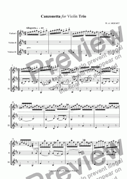 page one of Canzonetta for Violin Trio