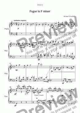 page one of Fugue in F minor