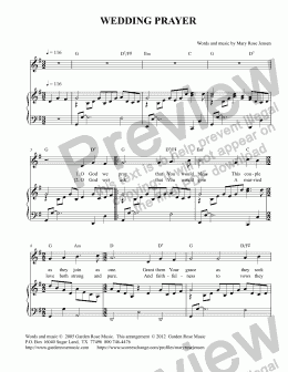 page one of Wedding Prayer (Vocal solo with piano accompaniment)
