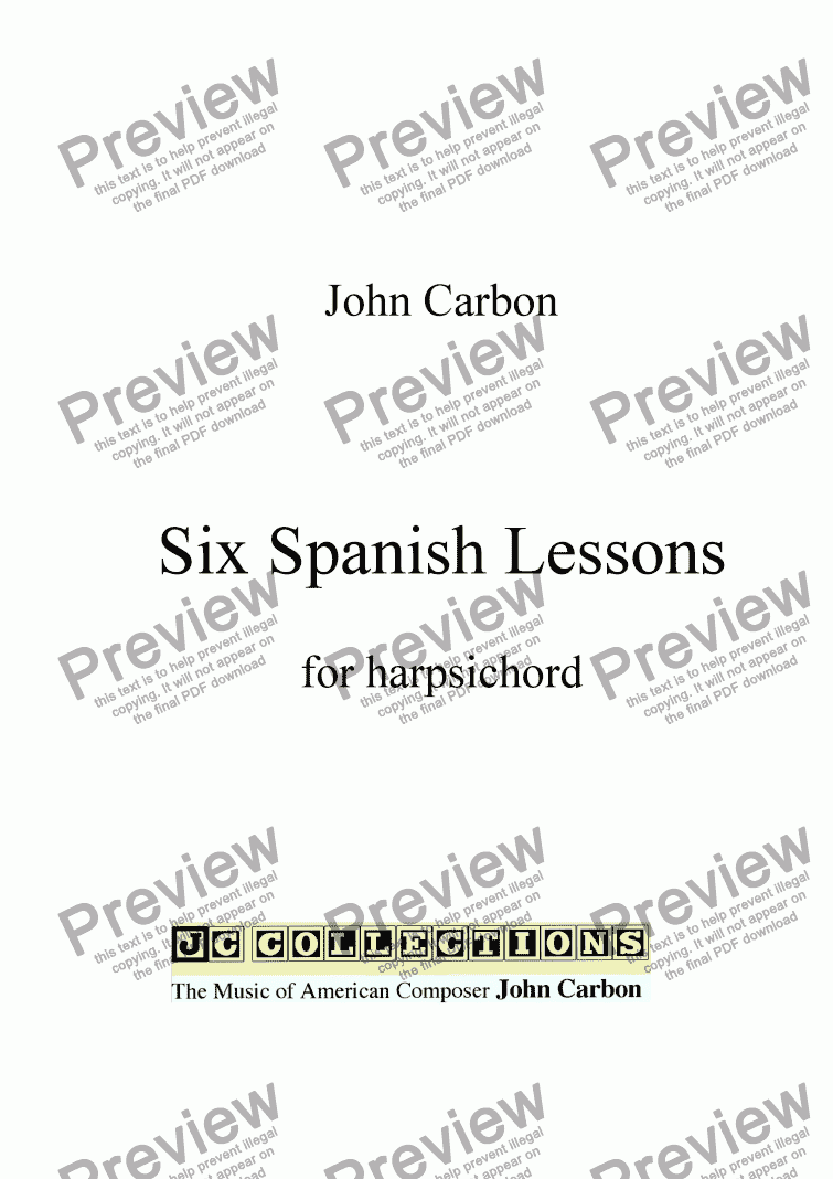 page one of Six Spanish Lessons for harpsichord