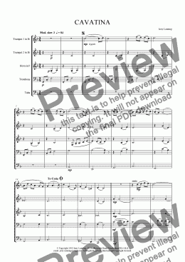 page one of Cavatina (brass quintet)