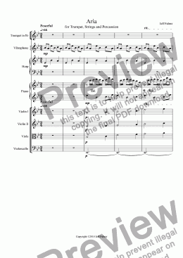 page one of Aria for Trumpet and Chamber Orchestra