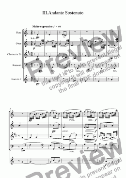 page one of Wind Quintet Op 81 Mvt III.Andante Sostenuto