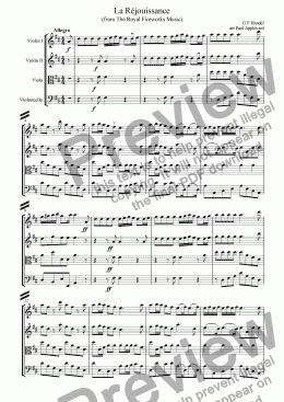 page one of La Réjouissance (from The Royal Fireworks Music)