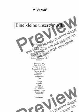 page one of EINE SEHR KLEINE UNSERE MUSIK  for large wind orchestra - full score