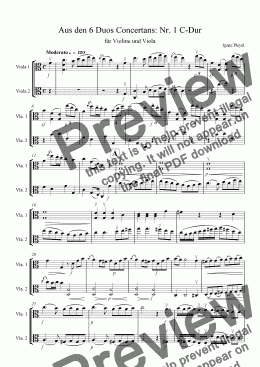 page one of Pleyel: 6 Duos Concertans: No. 1 c major Moderato for two violas