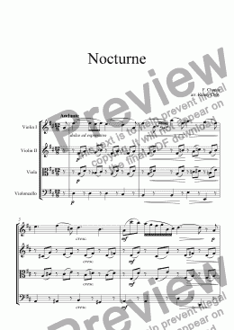 page one of Nocturne op.9 no.2 arranged for String Quartet