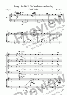 page one of So We'll Go No More A'Roving: Choral Version