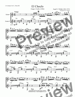 page one of El Choclo - Tango Criollo for guitar duet