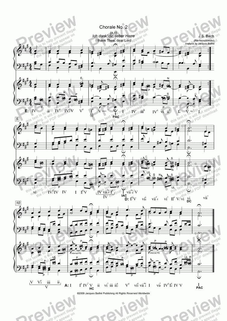 page one of JS Bach Chorale No. 2 (Riemenschneider) Harmonic Analysis