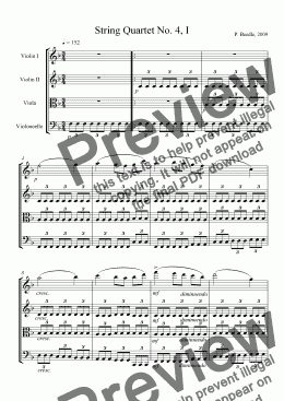 page one of String Quartet #4, movement 1