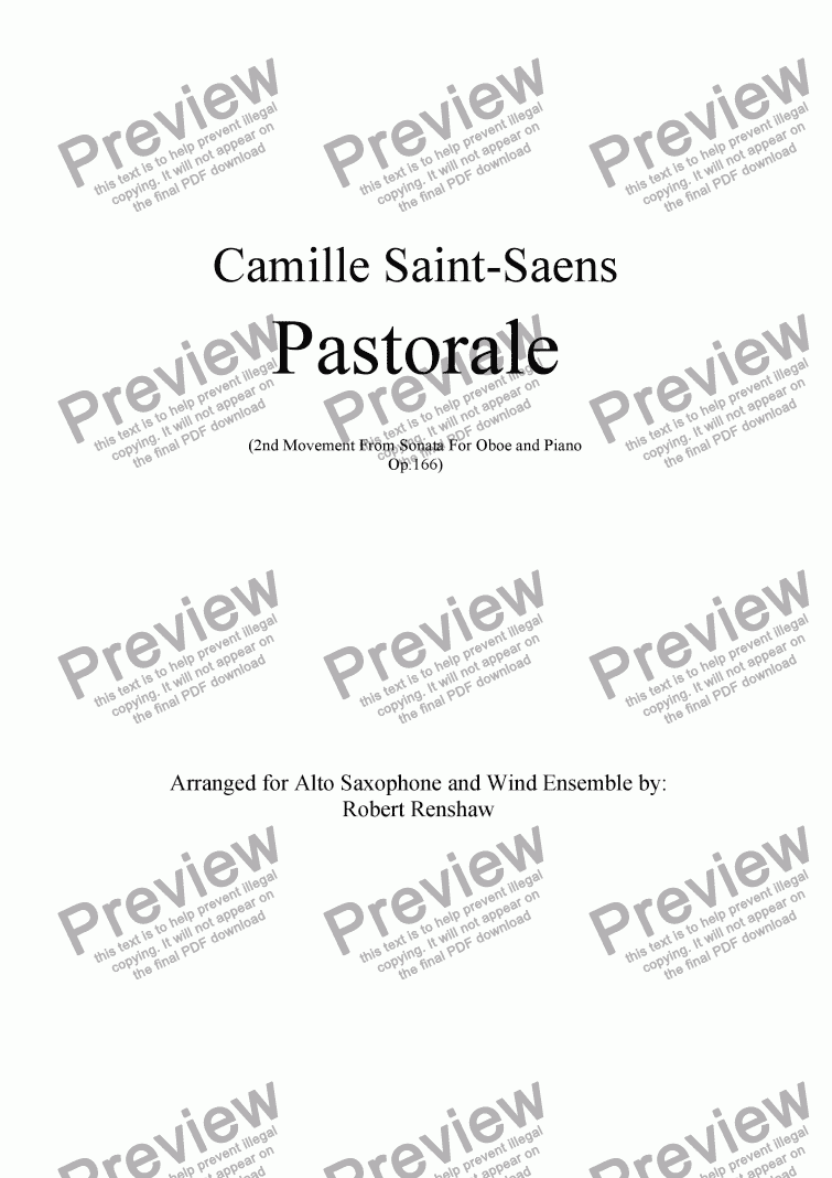 page one of Pastorale (Solo Alto Saxophone and Wind Ensemble)