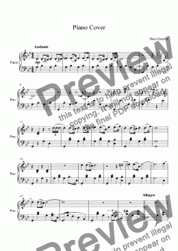 page one of Piano Cover