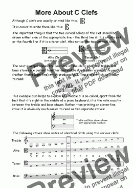 page one of Helpsheet: More About C Clefs
