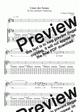 page one of Unter der Sonne - vacation song for mixed youth choir, guitars, postcardreaders
