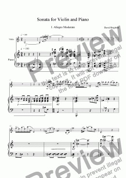 page one of Sonata for Violin and Piano
