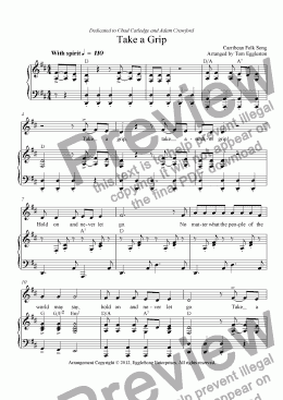 page one of Take a Grip, Voice & Piano score