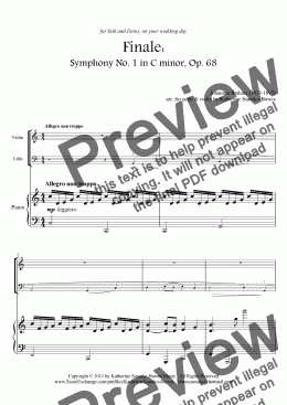 page one of Finale from Symphony No. 1 in C minor, Op. 68 (TRIO: violin/cello/piano)