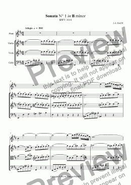 page one of Sonata N° 1 in B minor bwv 1014 - Adagio