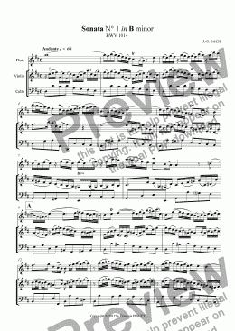 page one of Sonata N° 1 in B minor BWV 1014 - Andante