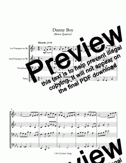 page one of Danny Boy (Brass Quartet)