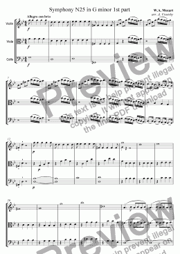 page one of Symphony N25 in 1st part for string trio