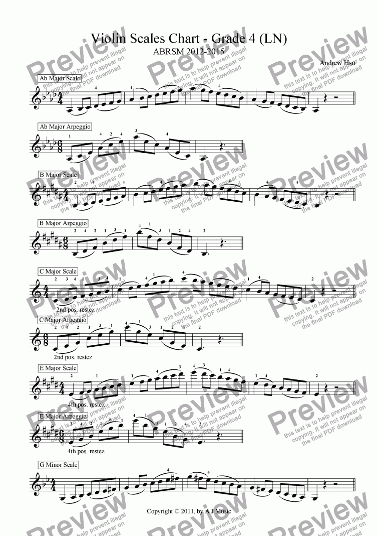 Violin Music Scales Chart