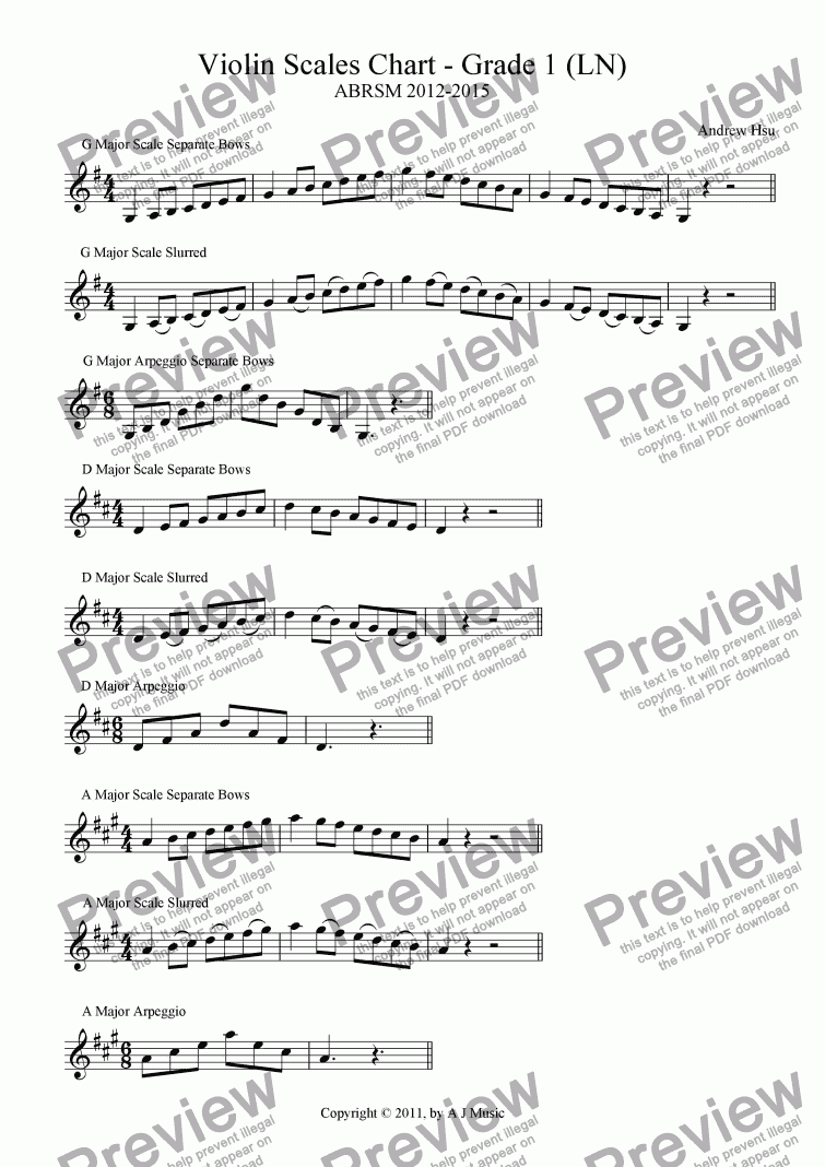 Violin Finger Pattern Chart