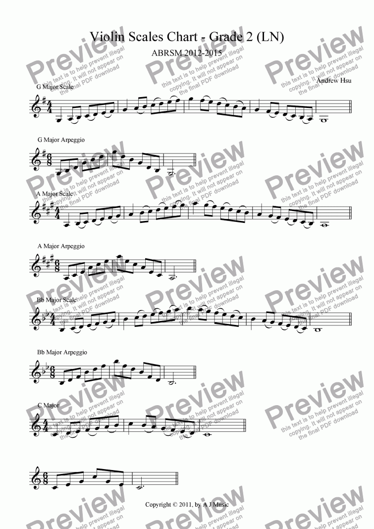 Violin Finger Pattern Chart