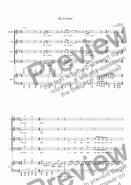 page one of He Is Here! - Choir